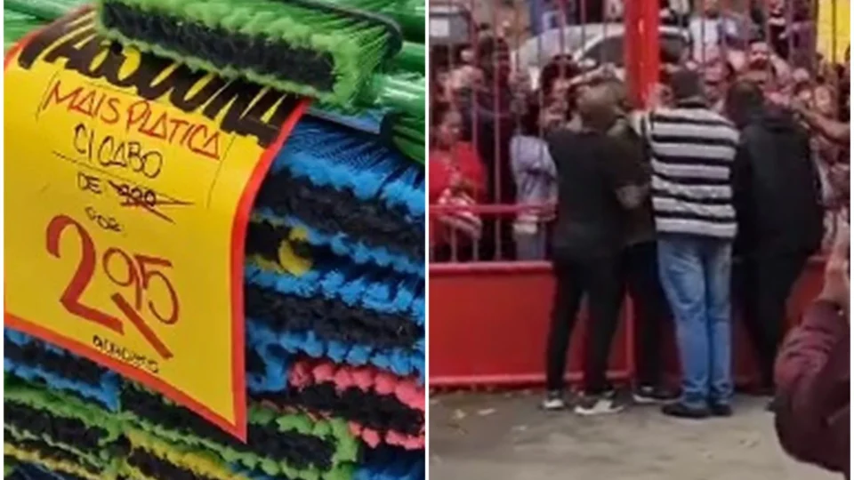 VÍDEO: clientes disputam vassouras em inauguração de loja no Rio de Janeiro