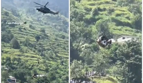 No Paquistão, 8 pessoas ficam suspensas em teleférico a 350m por 6 horas