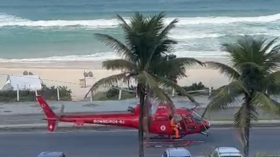 VÍDEO: helicóptero pousa em pista para resgate ao lado de praia no Rio