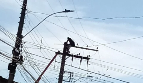 Homem fica mais de 24 horas trepado em poste para fugir da polícia em MG