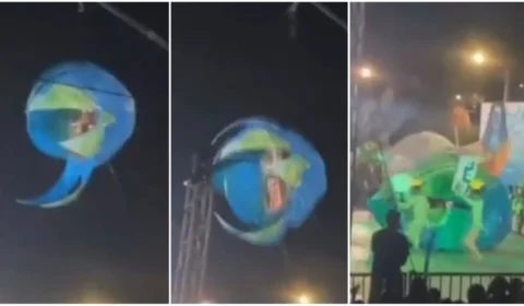 VÍDEO: alegoria despenca com ‘cunhã poranga’ durante festival de Humaitá-AM