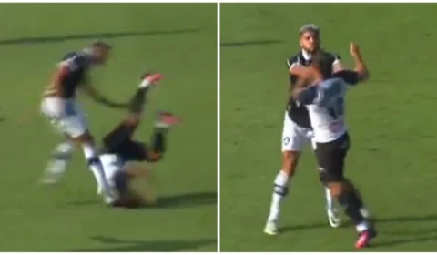 VÍDEO: jogador chuta cabeça de adversário durante partida entre Altos e Remo
