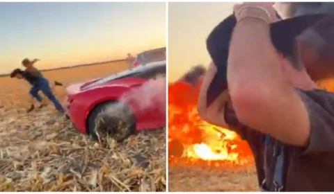 VÍDEO: Youtuber põe fogo em Ferrari após dirigir em milharal seco no Texas