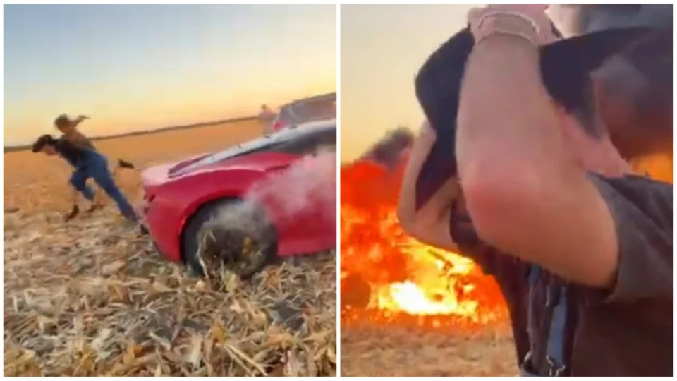 VÍDEO: Youtuber põe fogo em Ferrari após dirigir em milharal seco no Texas