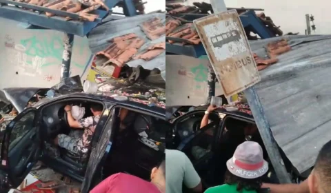 VÍDEO: veja o momento em que motorista destrói parada de ônibus em Manaus