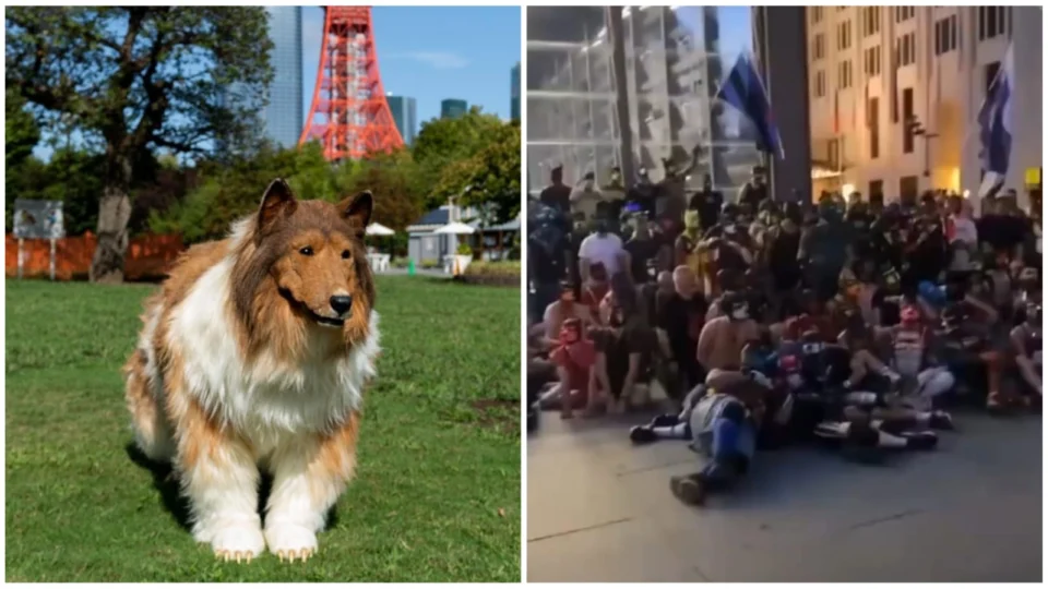 Pessoas que se identificam como ‘cachorros’ protestam por direitos em Berlim