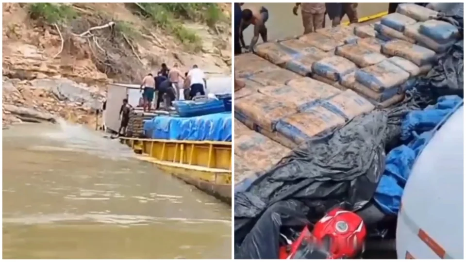 VÍDEO: balsa naufraga ao colidir com pedras em vazante do rio Juruá, no AM
