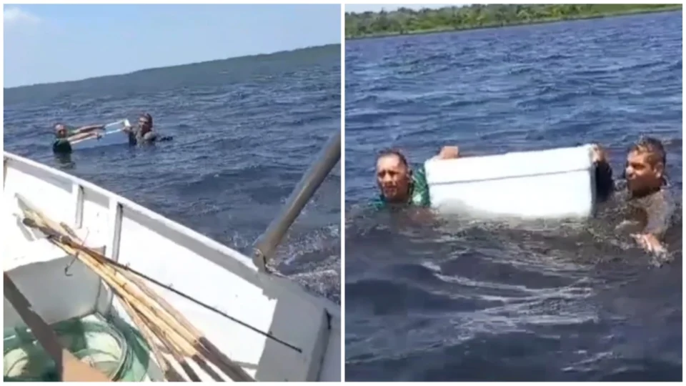 VÍDEO: pescadores à deriva são achados após 4 horas apoiados em isopor no AM