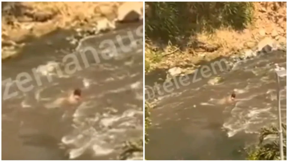 VÍDEO: moradores flagram pessoa tomando banho em igarapé de Manaus