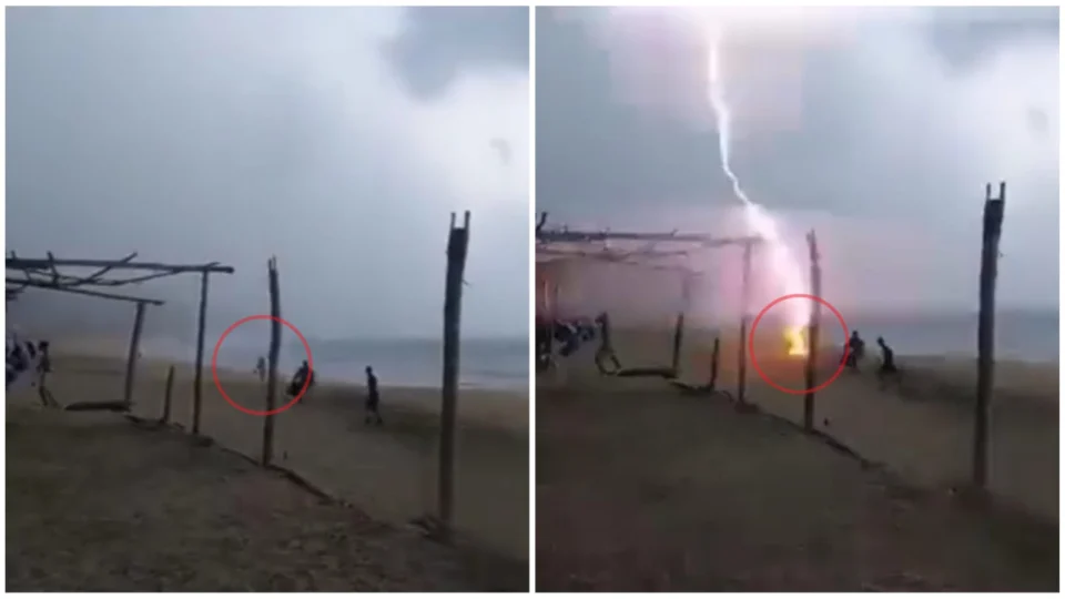 VÍDEO: raio atinge praia do México e mata duas pessoas que estavam no local