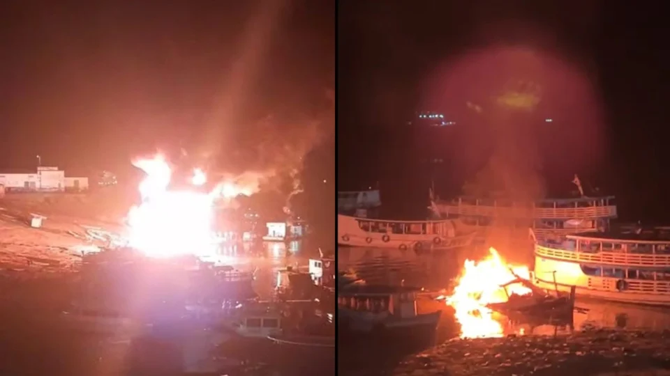 VÍDEO: explosão atinge embarcação no porto de Itacoatiara-AM