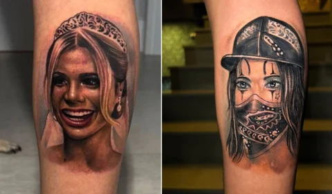 Mc Guimê cobre tatuagem que tinha com o rosto da ex-mulher Lexa