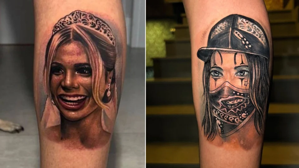 Mc Guimê cobre tatuagem que tinha com o rosto da ex-mulher Lexa