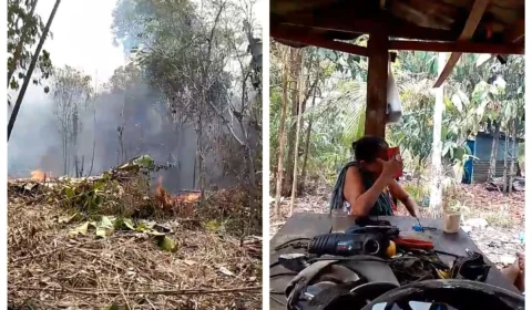 VÍDEO: moradores se desesperam ao verem fogo se aproximar de casas no Careiro Castanho-AM