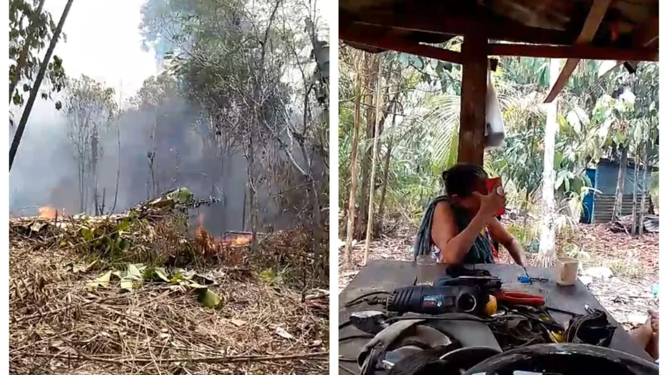 VÍDEO: moradores se desesperam ao verem fogo se aproximar de casas no Careiro Castanho-AM