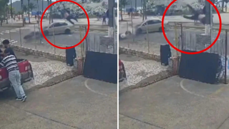 VÍDEO: motociclista é arremessado após acidente e colide contra poste em SP