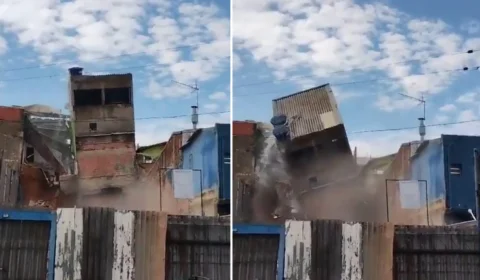 VÍDEO: sobrado desaba e assusta moradores em Taboão da Serra-SP