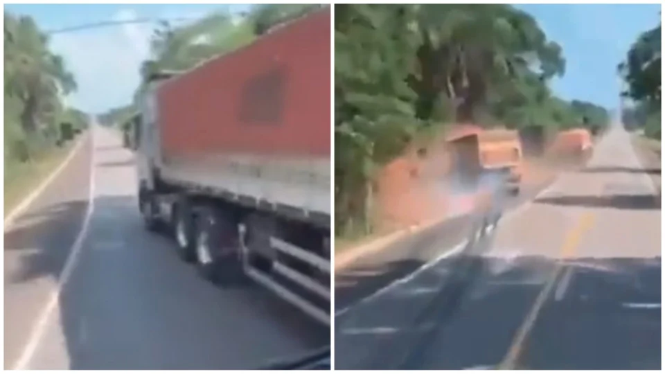 VÍDEO: em briga de irmãos, caminhoneiro provoca capotamento em rodovia no PA