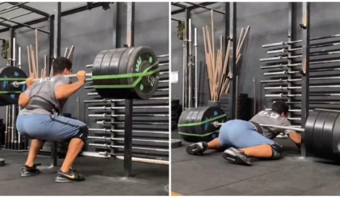 VÍDEO: homem exagera em peso na academia e quase é esmagado por aparelho