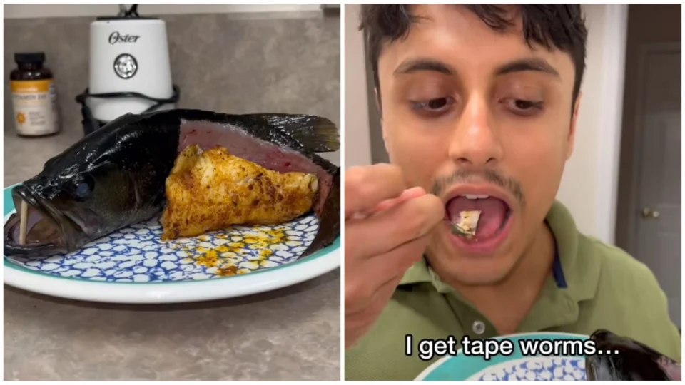 VÍDEO: influenciador decide comer peixe com vermes na Flórida-EUA