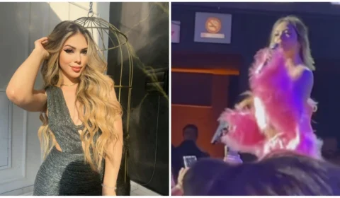 VÍDEO: em evento para jovens, Melody é criticada por usar arma falsa em show