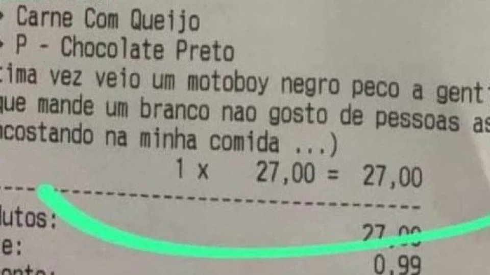 ‘Não gosto de pessoas assim’: restaurante denuncia pedido de delivery racista