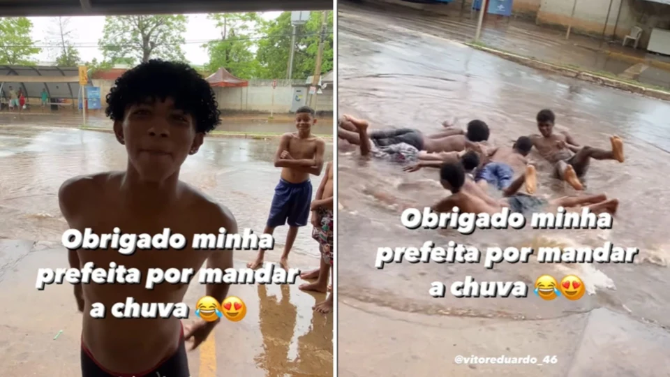 VÍDEO: jovens viralizam nadando em poça alagada pela chuva em Palmas