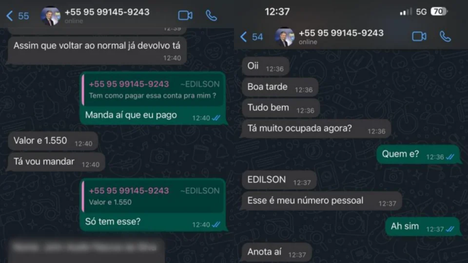 Perfil com foto de Edilson Damião, vice-governador de Roraima, pede R$ 1.550