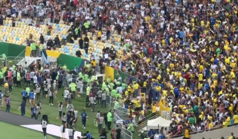 VÍDEO: começo do jogo de Brasil e Argentina é marcado por brigas no Maracanã