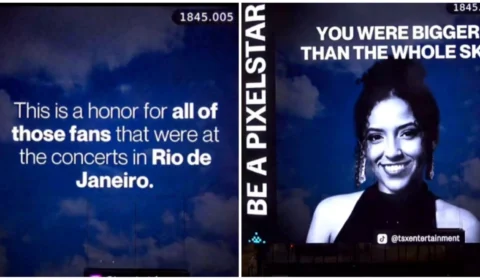 Fãs da Taylor Swift homenageiam Ana Benevides na Times Square, em Nova York