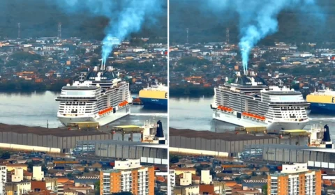 VÍDEO: maior navio de cruzeiro do Brasil faz manobra ‘girando’