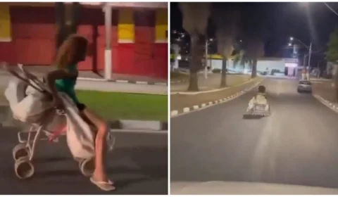 VÍDEO: motorista é ultrapassado por mulher ‘dirigindo’ carrinho de bebê em MG