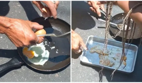 VÍDEO: Com onda de calor no Brasil, homem viraliza ao fritar ovo no asfalto