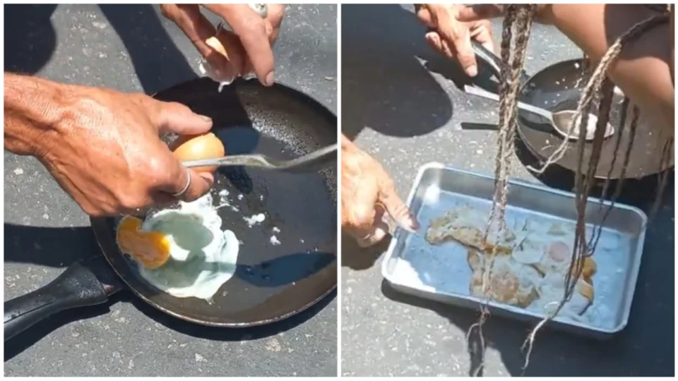 VÍDEO: Com onda de calor no Brasil, homem viraliza ao fritar ovo no asfalto