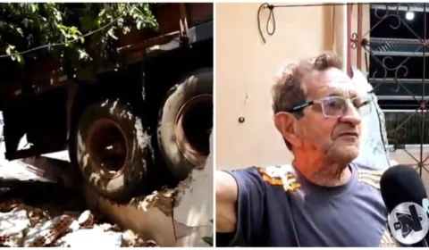 Carreta desgovernada invade casa no bairro Santo Antônio, em Manaus