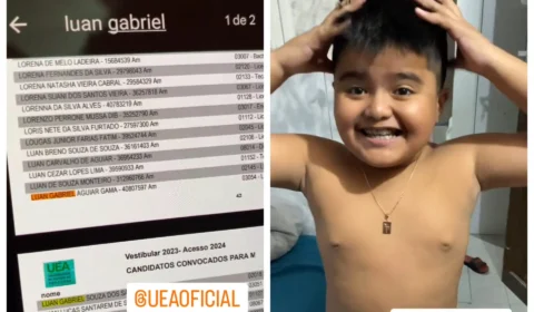 VÍDEO: pequeno gênio, Luan Gabriel, de 10 anos, é aprovado no vestibular da UEA