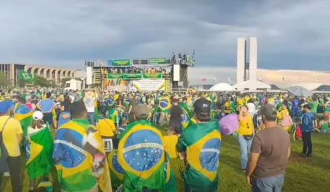 Manifestantes pró-Bolsonaro fazem protesto contra indicação de Dino ao STF