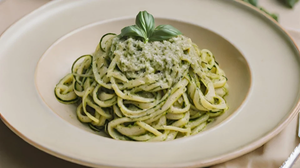 Receita vegana para as férias: macarrão de abobrinha com molho pesto