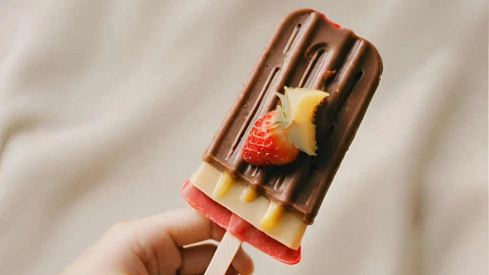 Receita fácil para as férias com as crianças: picolé de frutas com chocolate