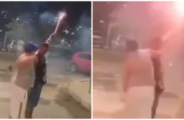 VÍDEO: homem se revolta e dá soco em ‘fogueteiro’ durante a virada do ano