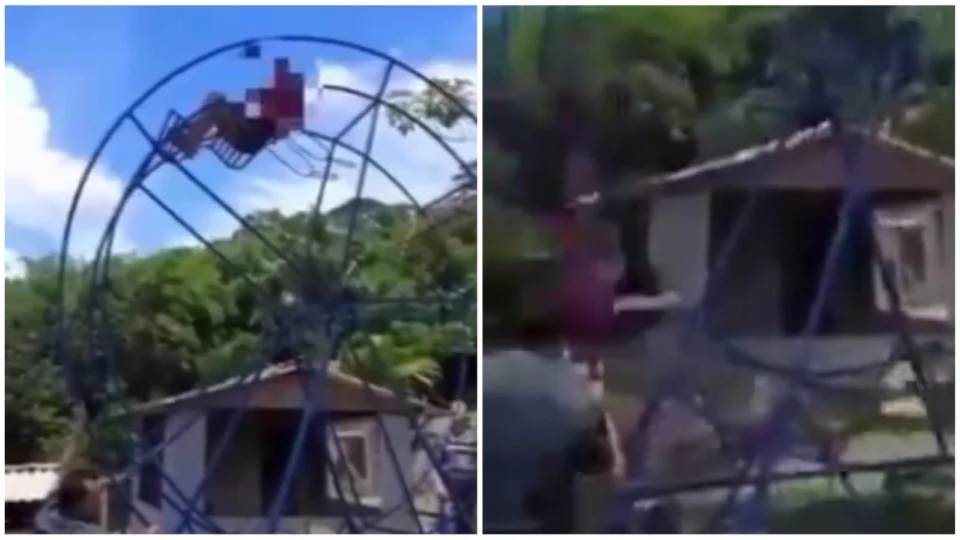 VÍDEO: registro mostra momento em que mulher é arremessada de roda-gigante em MG