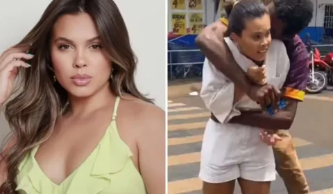 Influenciadora é agarrada por homem enquanto grava comercial