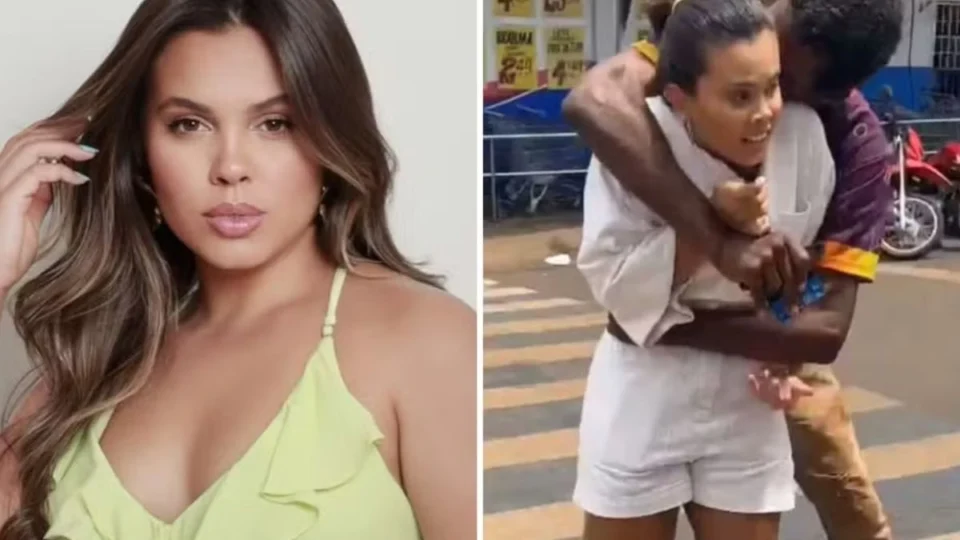 Influenciadora é agarrada por homem enquanto grava comercial