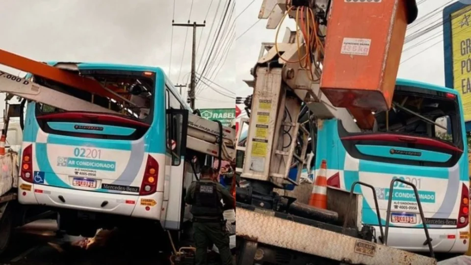 Acidente envolvendo caminhão guincho e ônibus deixa dois mortos em Fortaleza