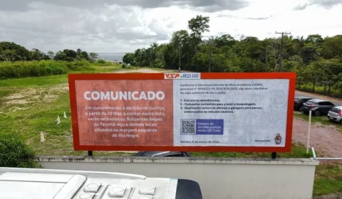 Flutuantes do Tarumã: outdoors informam que retirada inicia em 10 dias; veja
