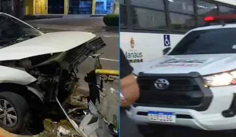 Motorista fica ferido ao colidir contra mureta em avenida de Manaus