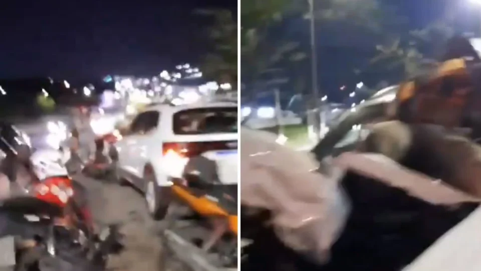 VÍDEO GRAVE: mototaxista bate de frente com outro carro e não resiste em Manaus; assista