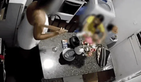 VÍDEO: câmera de segurança flagra madrasta agredindo enteada em Manaus
