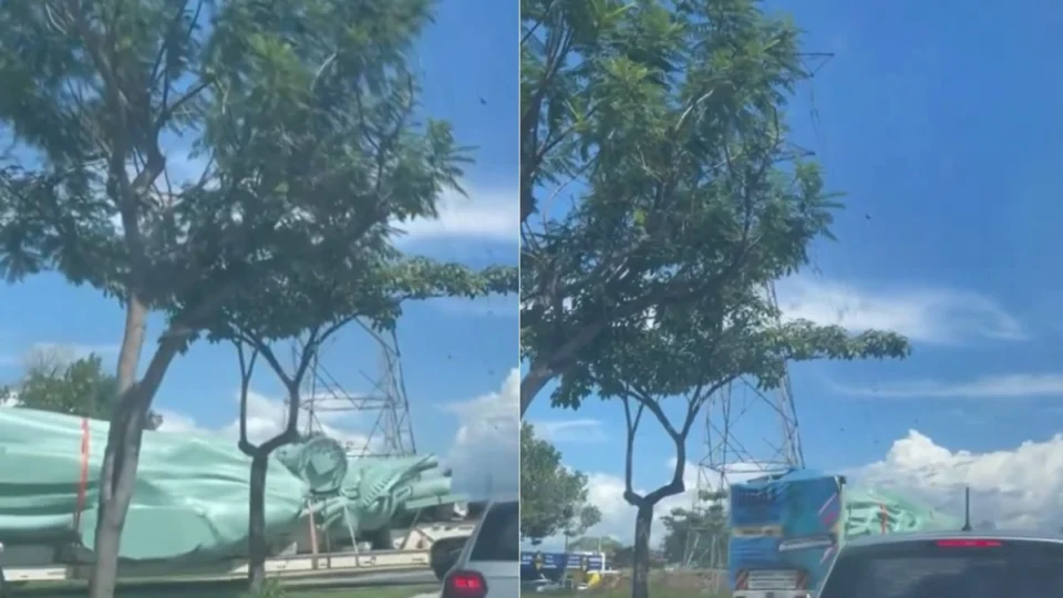 Vídeo: Estátua da Liberdade gigante é vista em Manaus; entenda