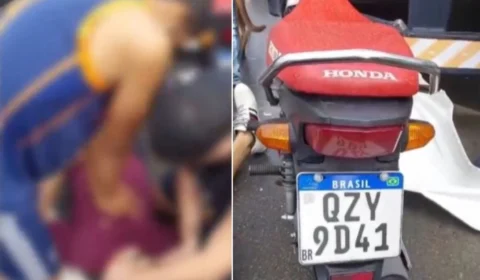 Vídeo mostra homem tentando salvar motociclista após acidente em Manaus